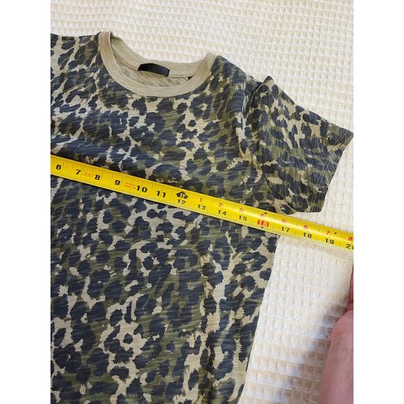 ATM Army Camo & Cheetah Print Short Sleeve Cotton Crew Neck Tee Size XS Y2K - Picture 7 of 8